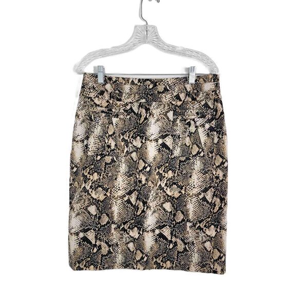 INC INTERNATIONAL CONCEPTS Brown Snakeskin Pattern Pencil Skirt Straight Size 10 - Picture 1 of 7